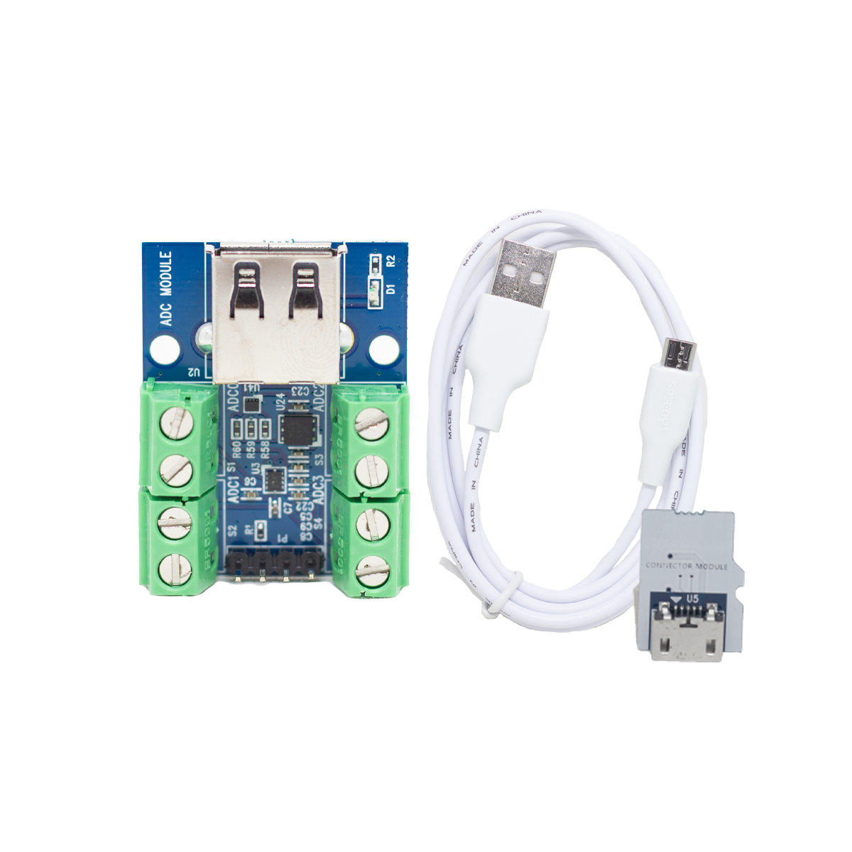 ADC 모듈과 커넥터 모듈 및 USB + Micro 5 Pin 커넥터 SET